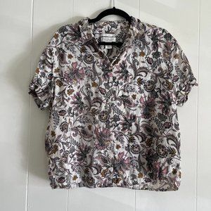 Rachel Zoe Floral Linen Button Down Shirt